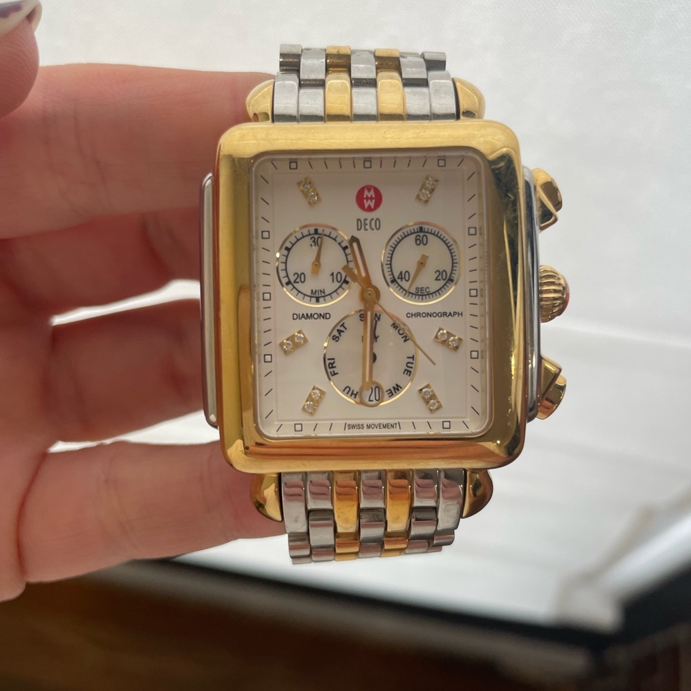 Michele Deco Two-Tone 18K Gold-Plated Diamond Dial Watch